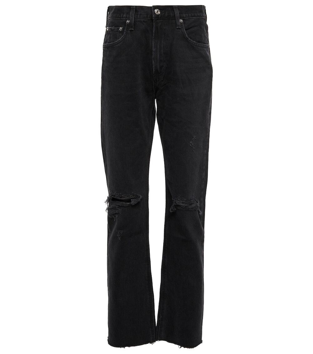 Agolde Cherie High Rise Straight Leg Black Denim Jeans Size 26
